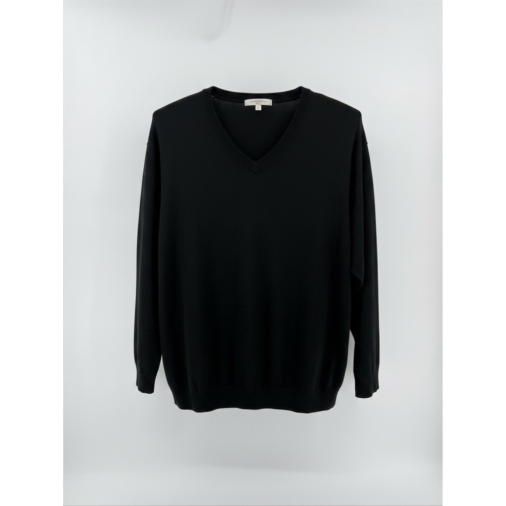 Turnbury Mens Black 100% Extra Fine Merino Wool V-Neck Sweater 3XB Big & Tall
